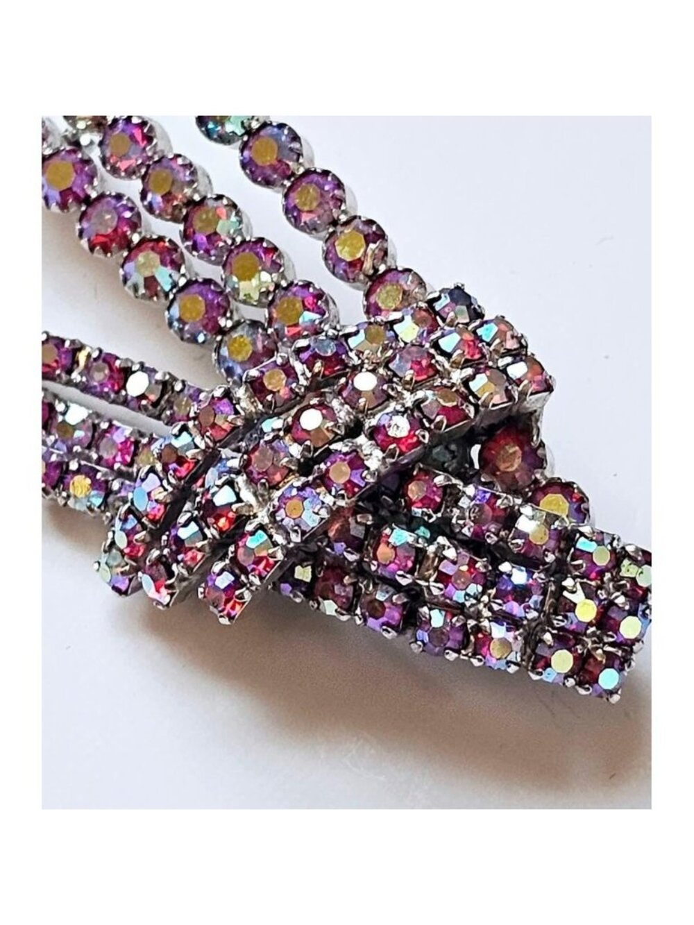 Vintage Pink AB Crystal Brooch and Clip On Earrings by Continental Jewellery - Picture 3 of 10